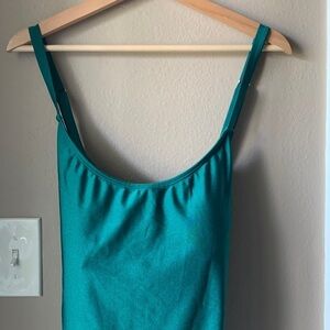 FOREVER 21 Plus Size Emerald Green Cris-Cross Back One- Piece Swimsuit